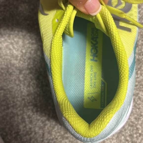 Hoka One One Lime Green Running Shoes with Gray Logo - Picture 6 of 7